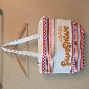 Sunshine Tote Bag White and Gold Patterned